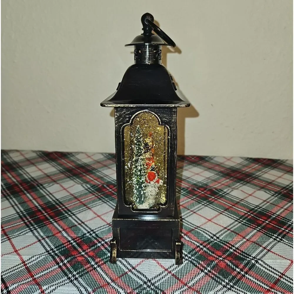 Valerie Parr Hill Holiday Black Lantern Snow Globe with Festive Snowmen